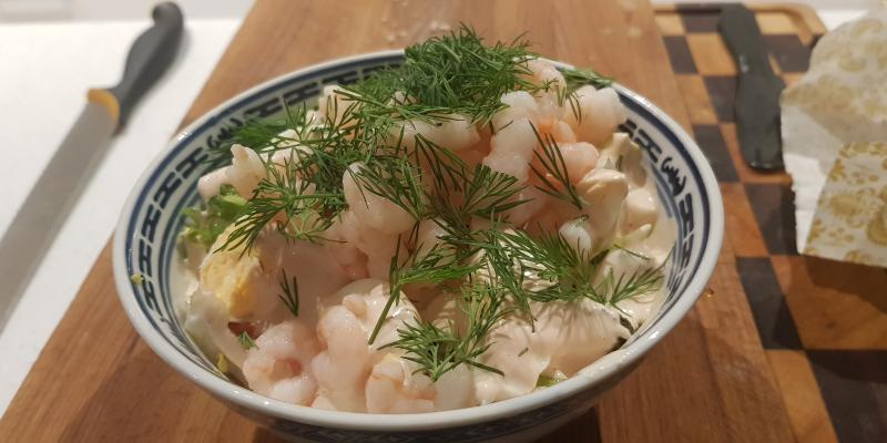 Klassisk räkcocktail med Rhode Islandsås
