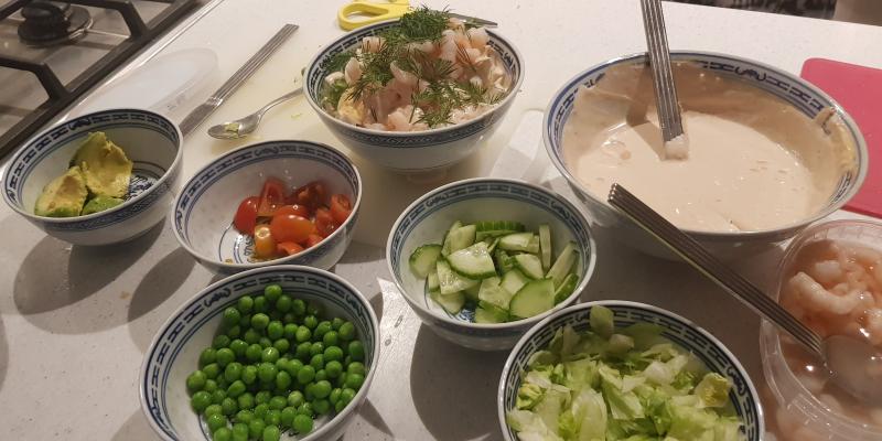 Klassisk räkcocktail med Rhode Islandsås