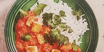 Tikka masala med linser och pannoumi Linsgryta