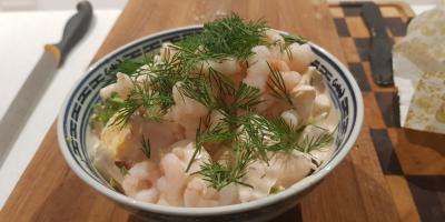 Klassisk räkcocktail med Rhode Islandsås